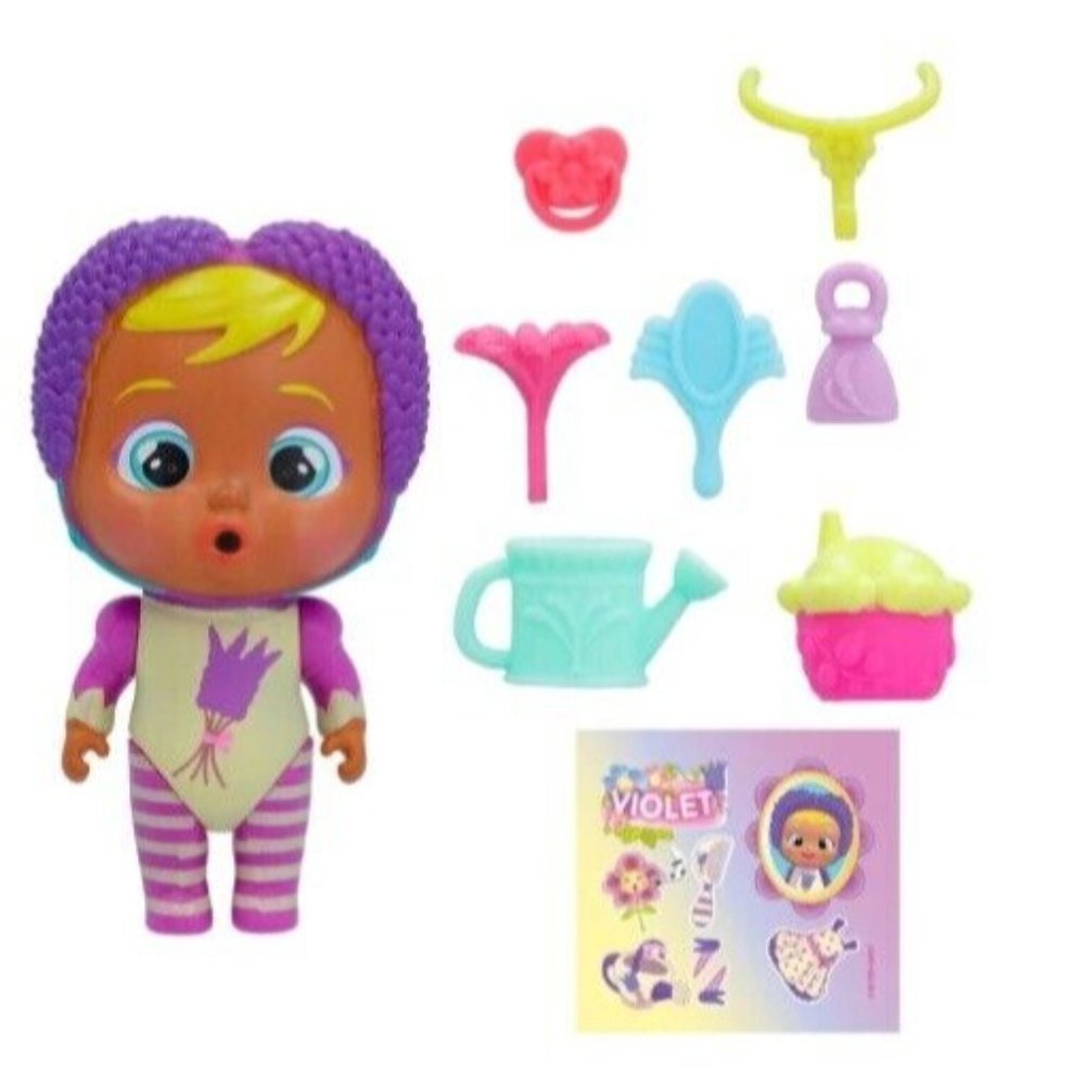 Cry Babies Violet Happy Flowers Magic Tears 5" Doll New Open Stock - Picture 1 of 15